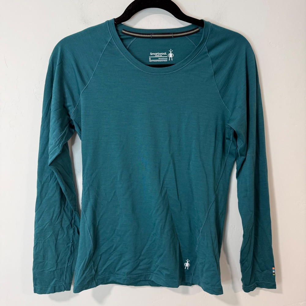 Smartwool Womens Merino 150 Base Layer Top Small Teal Excellent Active Stretch